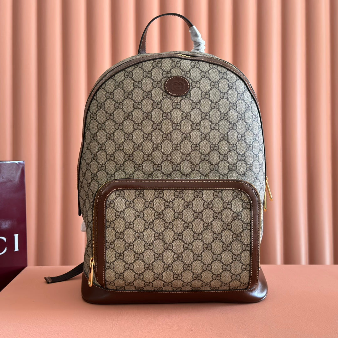 GG 2025 GG Supreme Backpack Ebony mix Brown Canvas Leather 273683