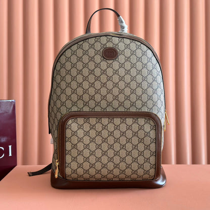 GG 2025 GG Supreme Backpack Ebony mix Brown Canvas Leather 273683