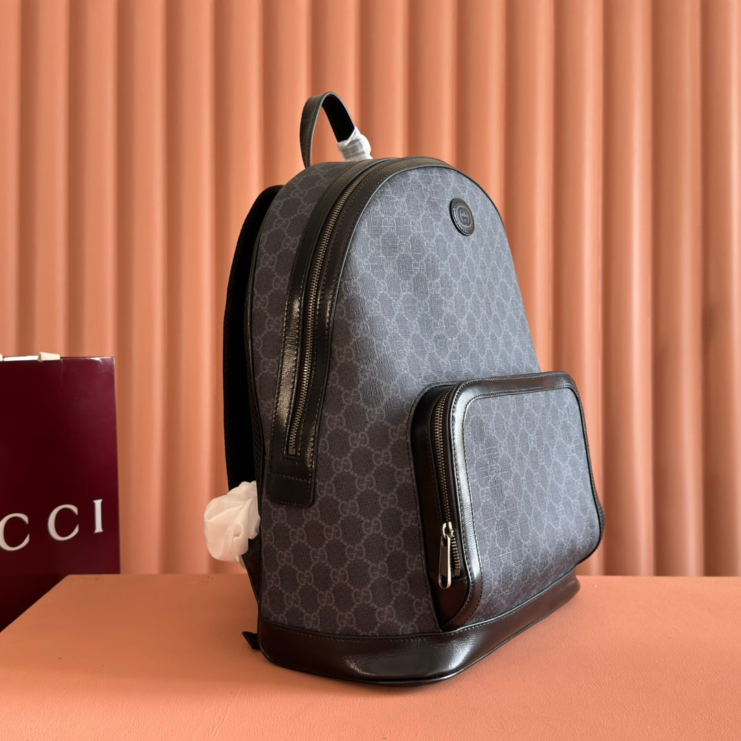 GG 2025 GG Supreme Backpack Gray mix Black Canvas Leather 273684