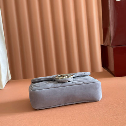 Gucci Marmont Bag 17 Gray Suede Gold Hardware 272092