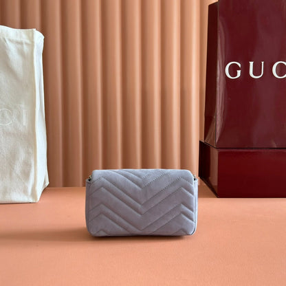 Gucci Marmont Bag 17 Gray Suede Gold Hardware 272092