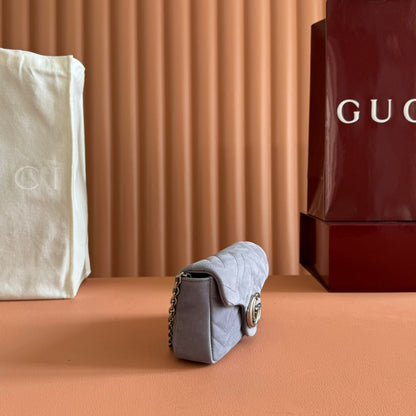 Gucci Marmont Bag 17 Gray Suede Gold Hardware 272092