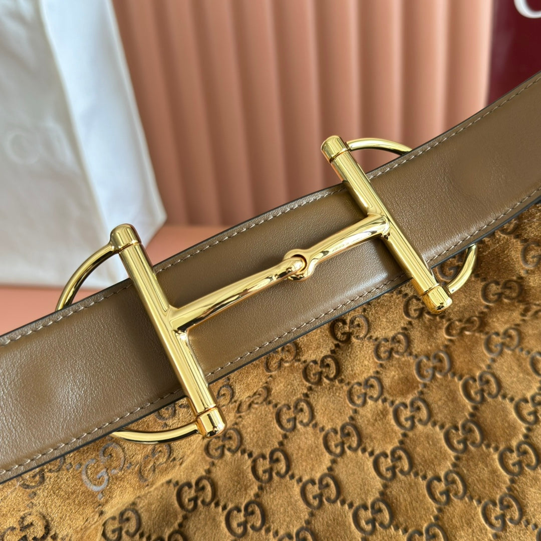 Gucci Beatrix Handbag 40 Caramel Brown Suede 271962