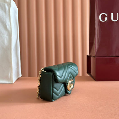 Gucci Marmont Bag 17 Dark Green Lambskin Gold Hardware 271791