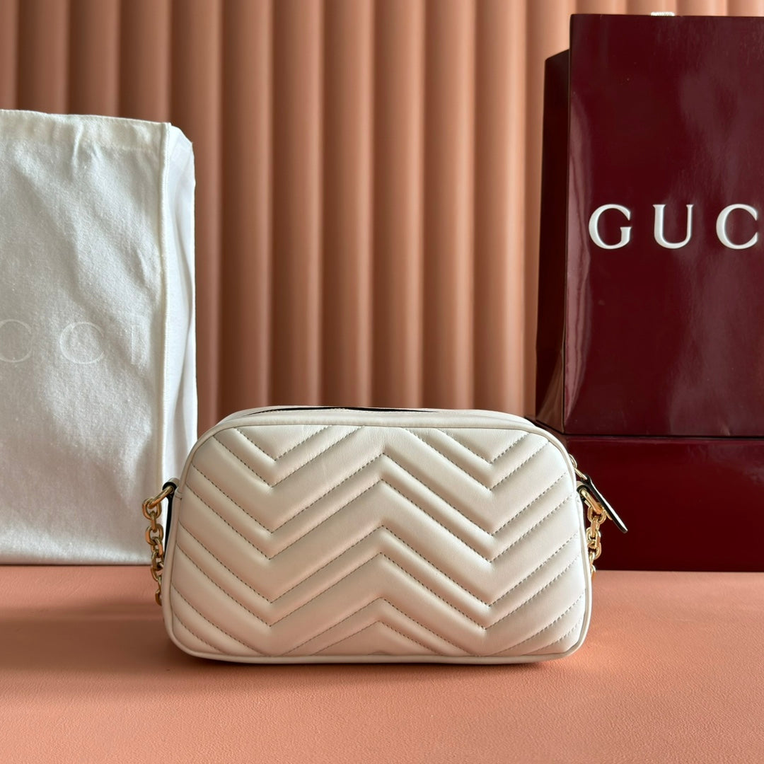 GG 2025 Mamont Bag 24cm White Gold Lambskin 273723