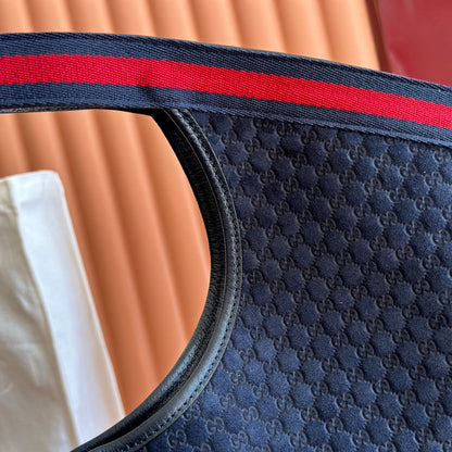 GG 2025 Giglio Large Tote Bag 60cm Dark Blue Red Suede Canvas 273276