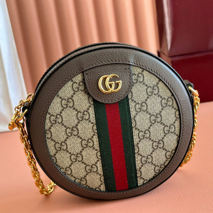 GG 2025 Round Bag Ebony mix Colors Canvas Leather 273587