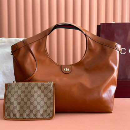 Gucci 2026 Giglio Large Tote Bag 60cm Brown Leather