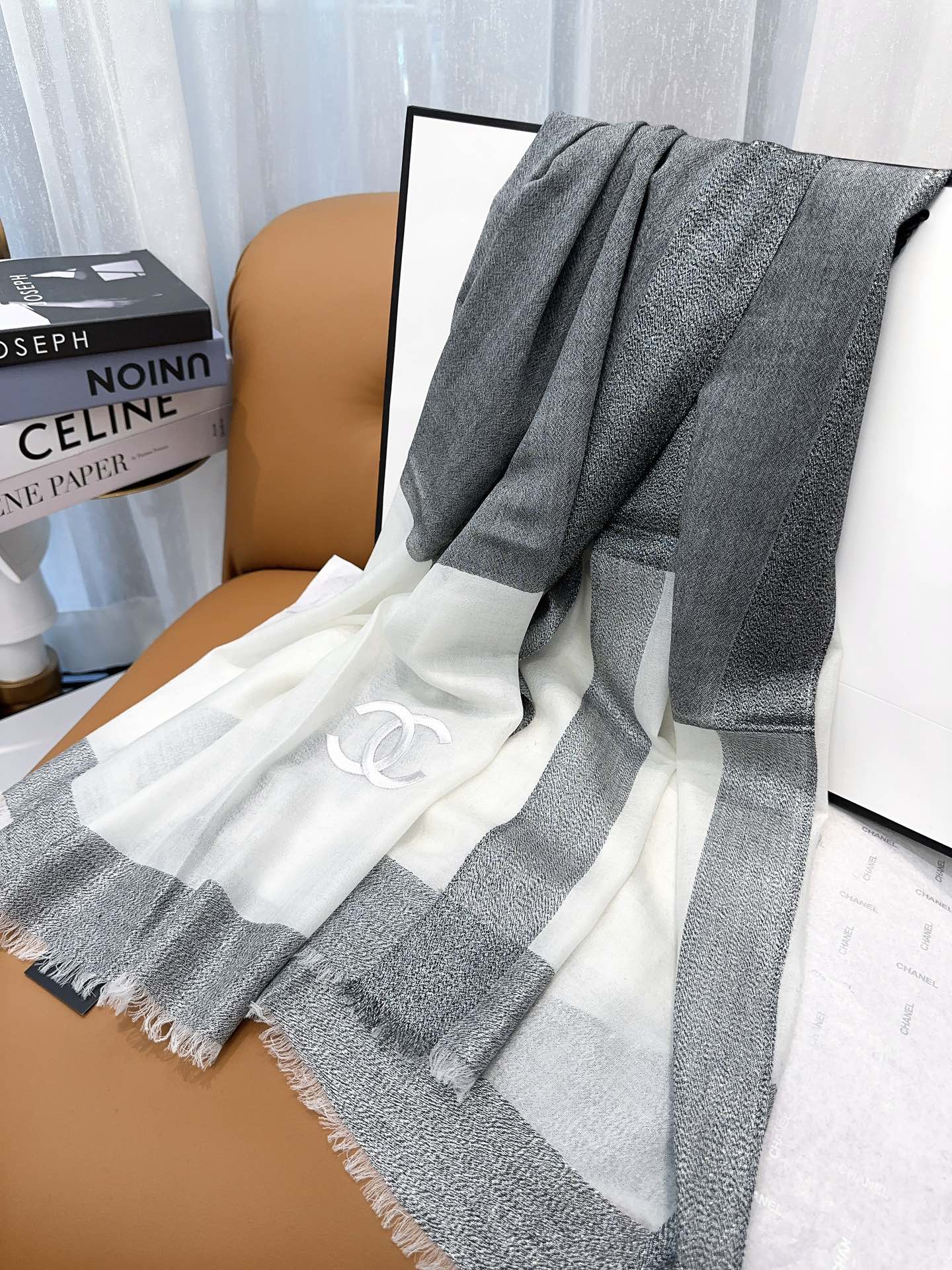 CC Scarf 200 CM In Grey Mix White Cashmere  416880