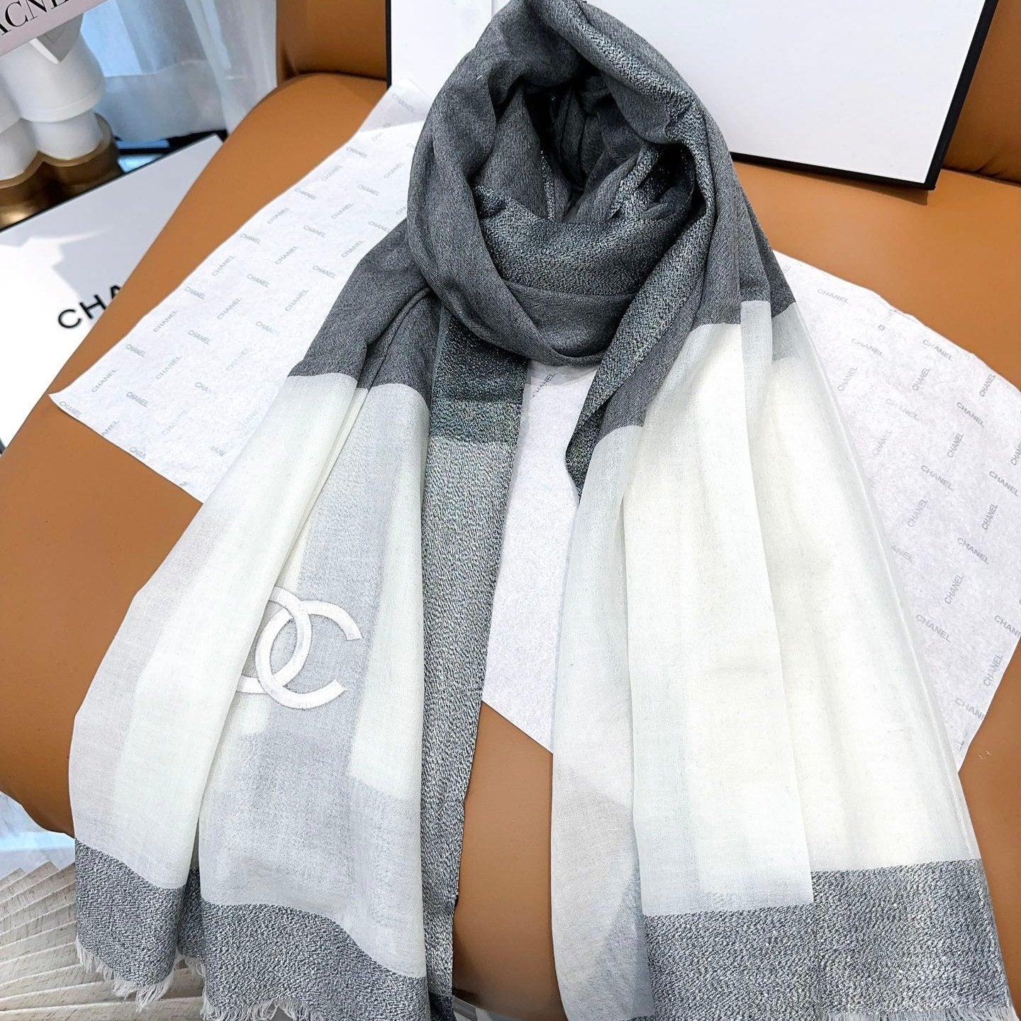 CC Scarf 200 CM In Grey Mix White Cashmere  416880