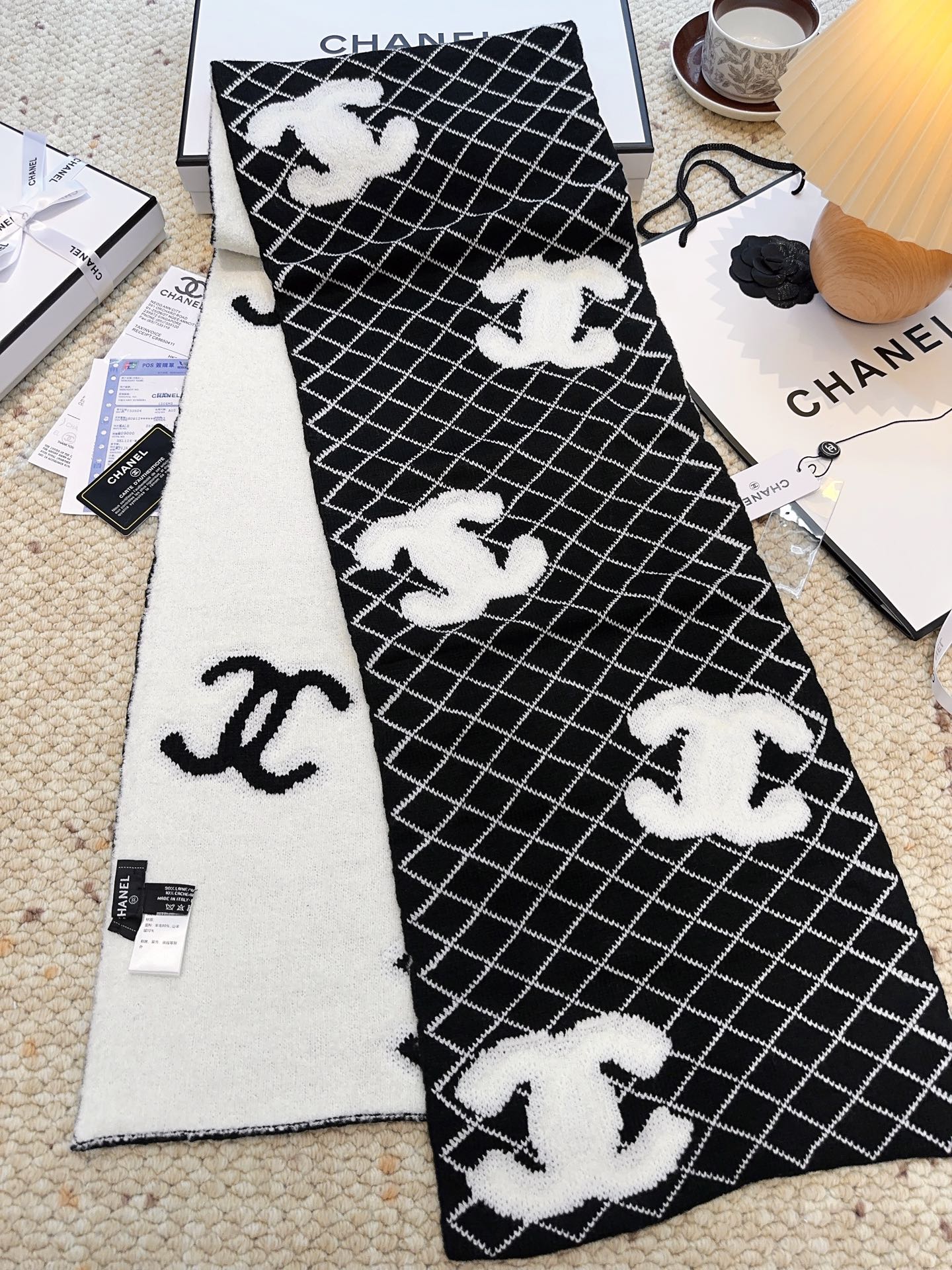 CC 25 Scarf 190cm Black  Wool 968578