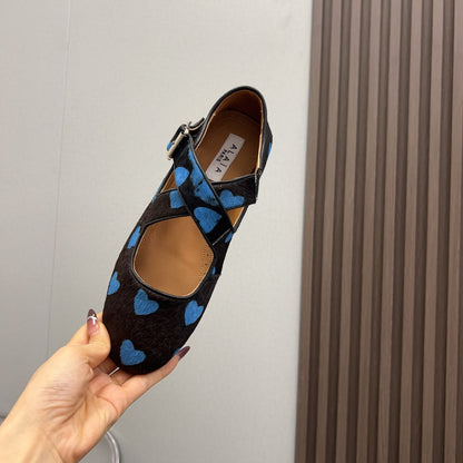 Alaila Criss Cross Ballet Flats In Black Lambskin 996063