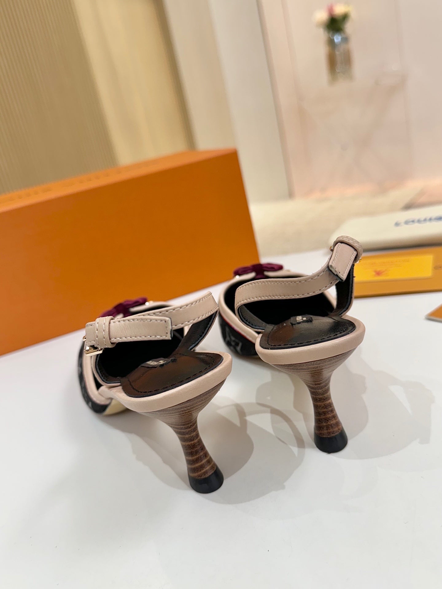LV 26ss Slingback 60 Black Denim Cowhide 664895
