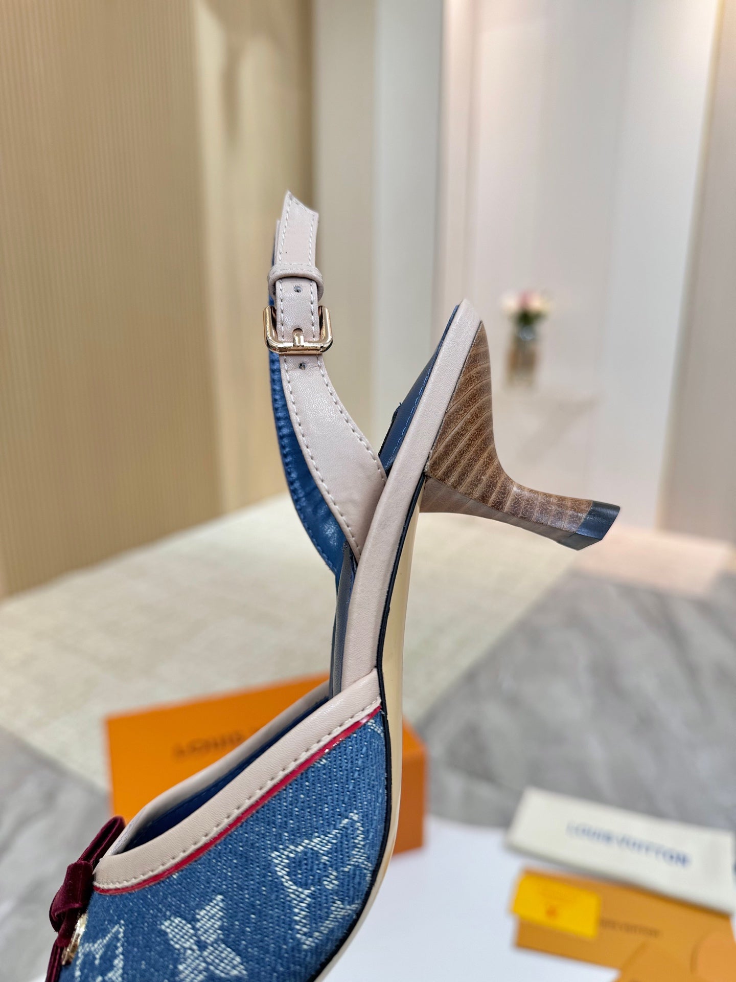 LV 26ss Slingback 60 Blue Denim Cowhide 664896