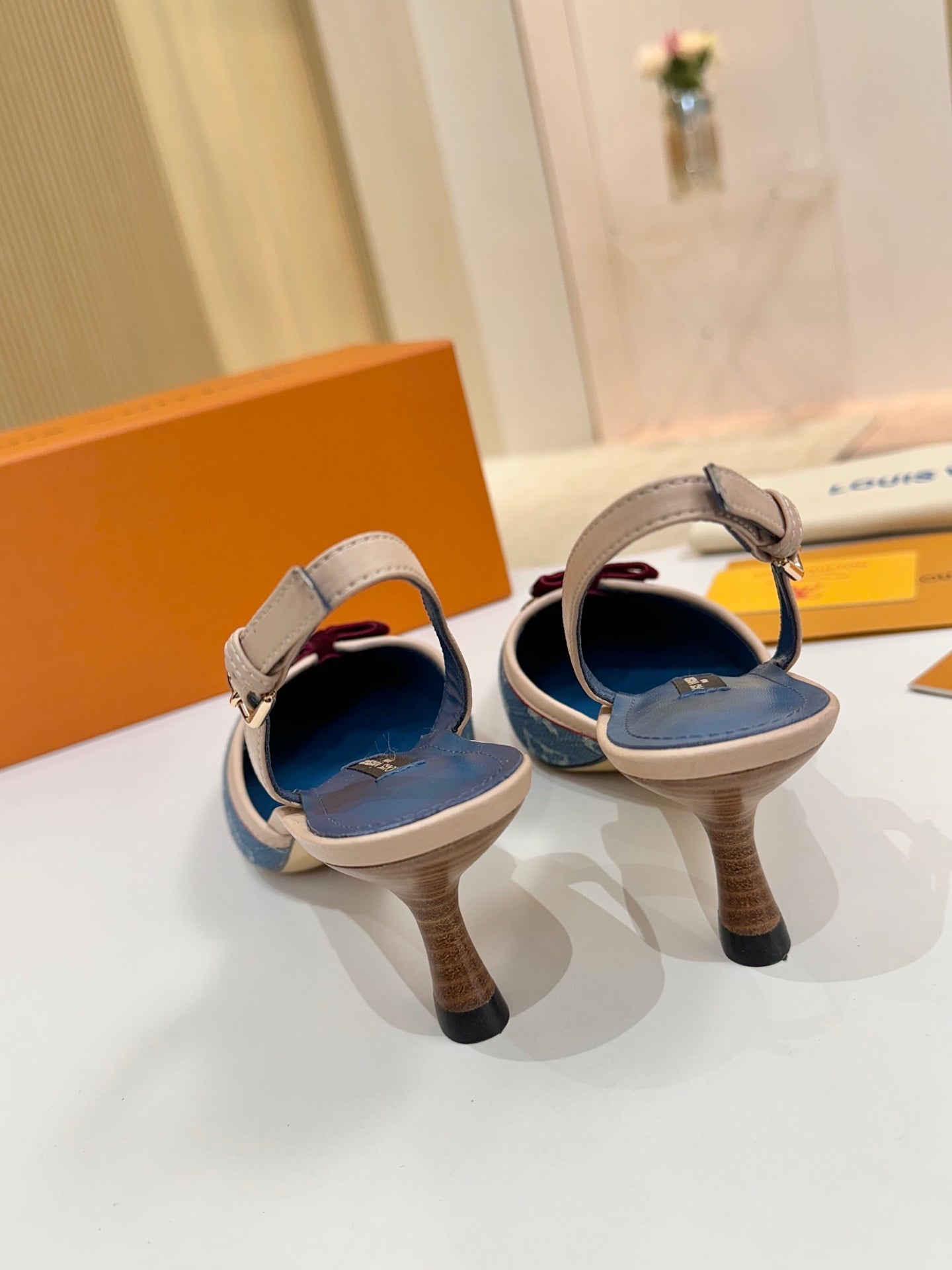 LV 26ss Slingback 60 Blue Denim Cowhide 664896