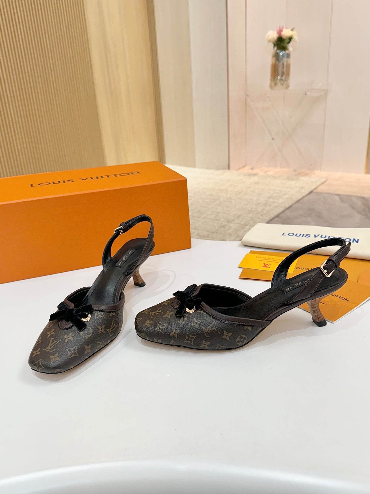 LV 26ss Slingback 60 Dark Brown Cowhide 664897
