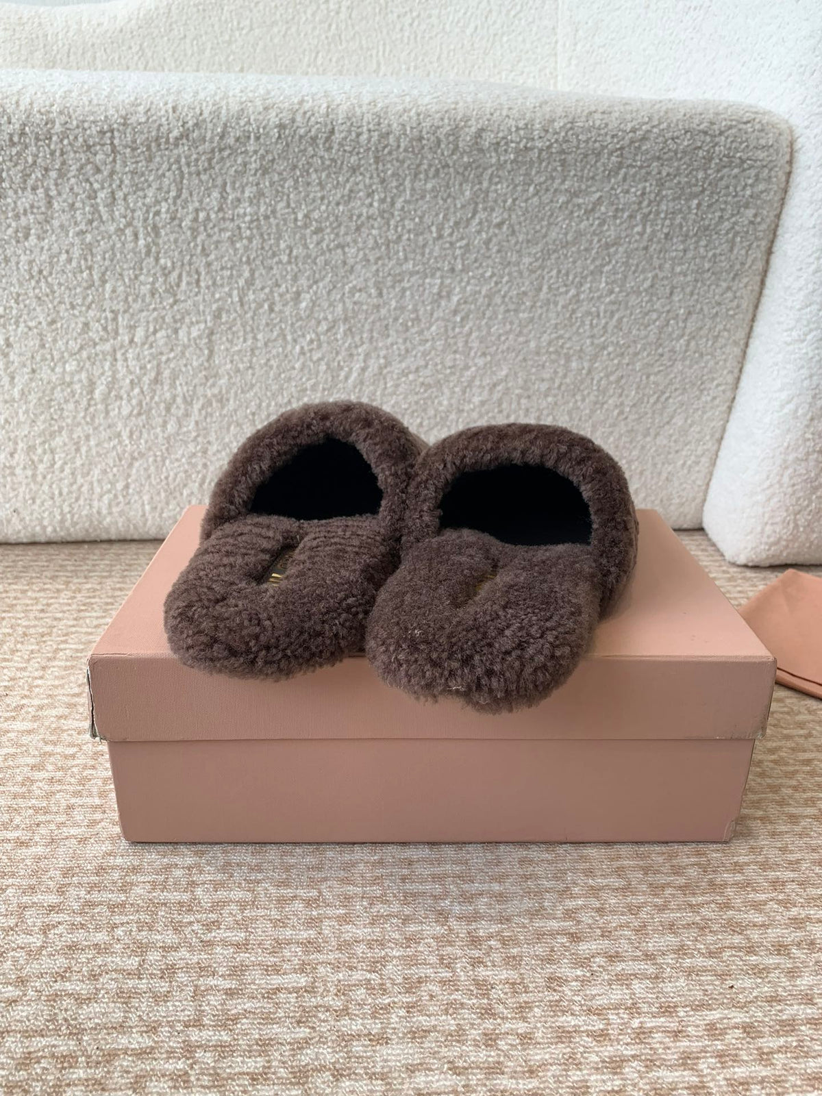 Miu Slippers Brown Earth Wool