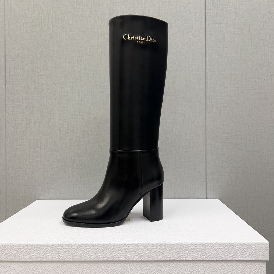 D-Town Heeled Boot 80mm In Black Cowhide 994868