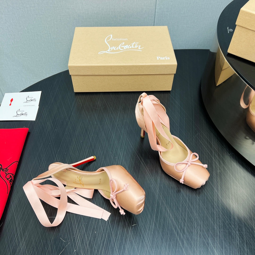 CL 25C Cassia Lace Up 100mm Peach Pink Silk 212131