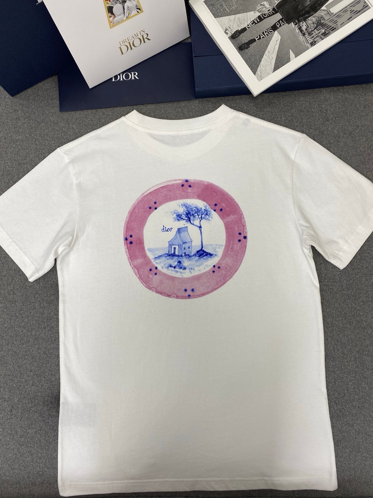 CD Loose T-shirt White Blue Cotton