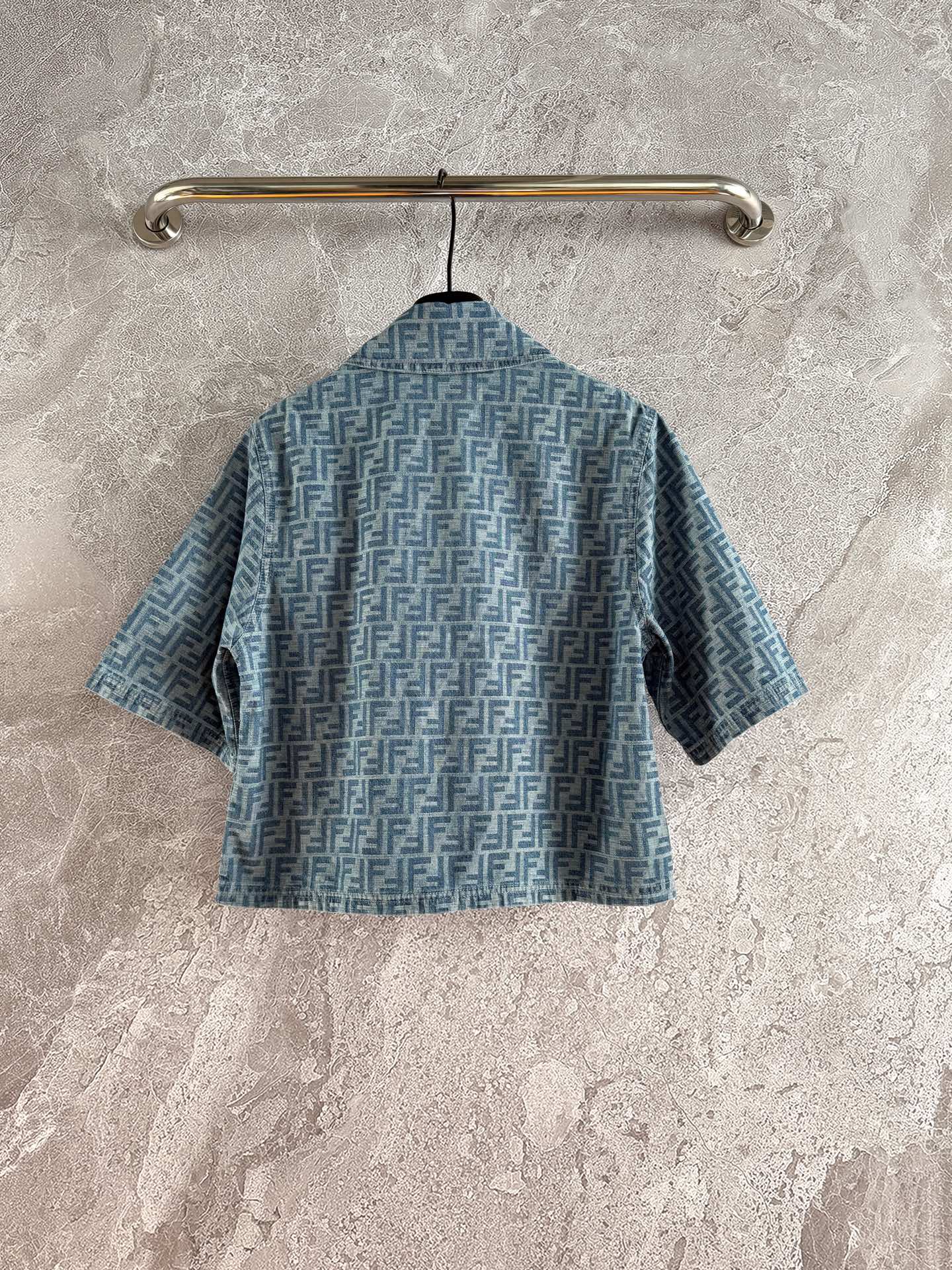 Fendi Old flower denim jacket Blue Gray Cotton Linen