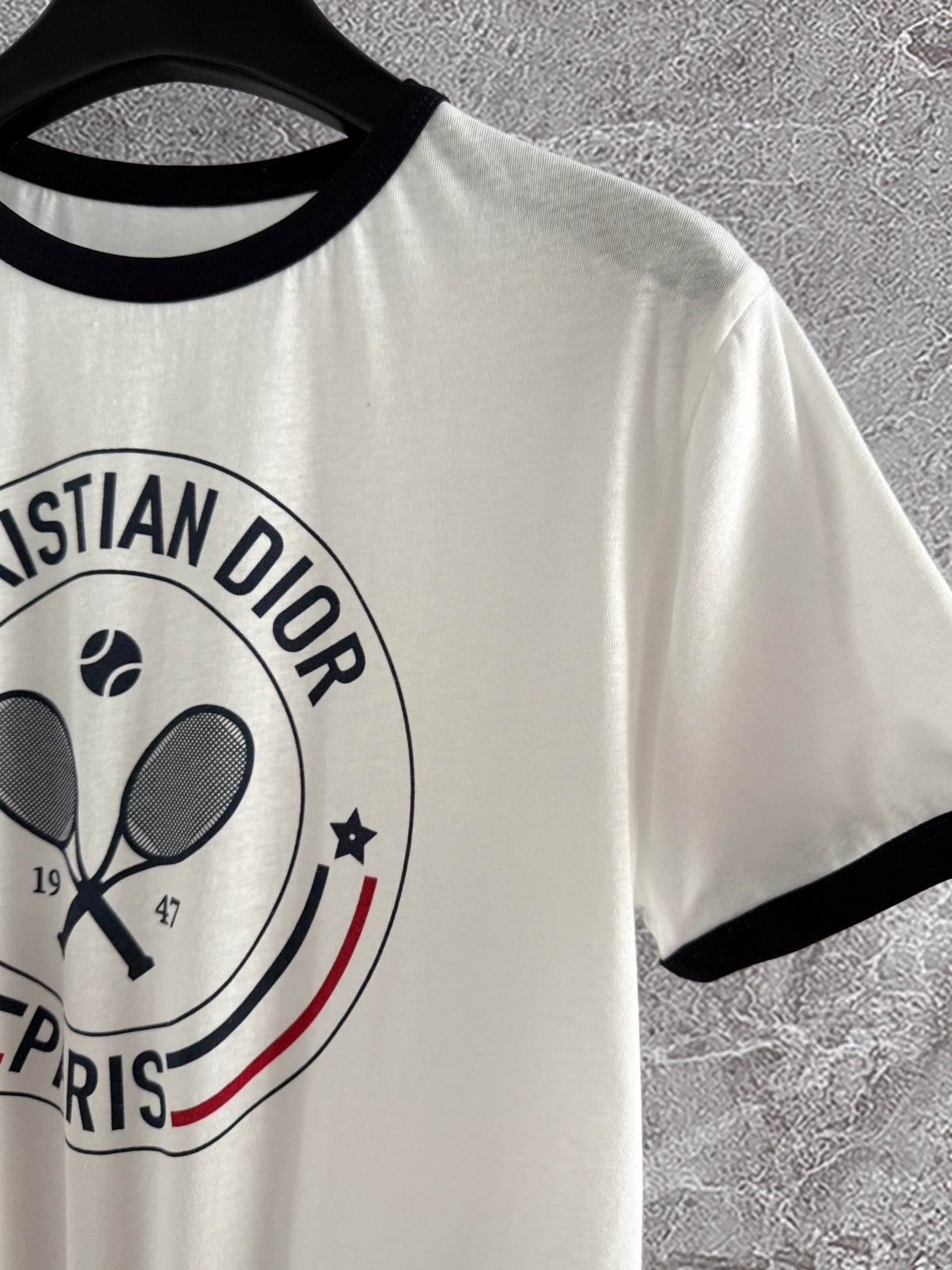 CD Tennis T-shirt White Black Cotton