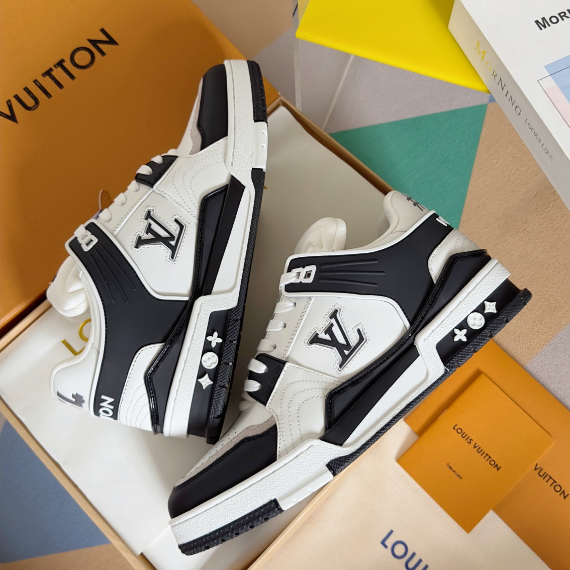 LV Trainer Sneaker 30mm White Mix Black Cowhide