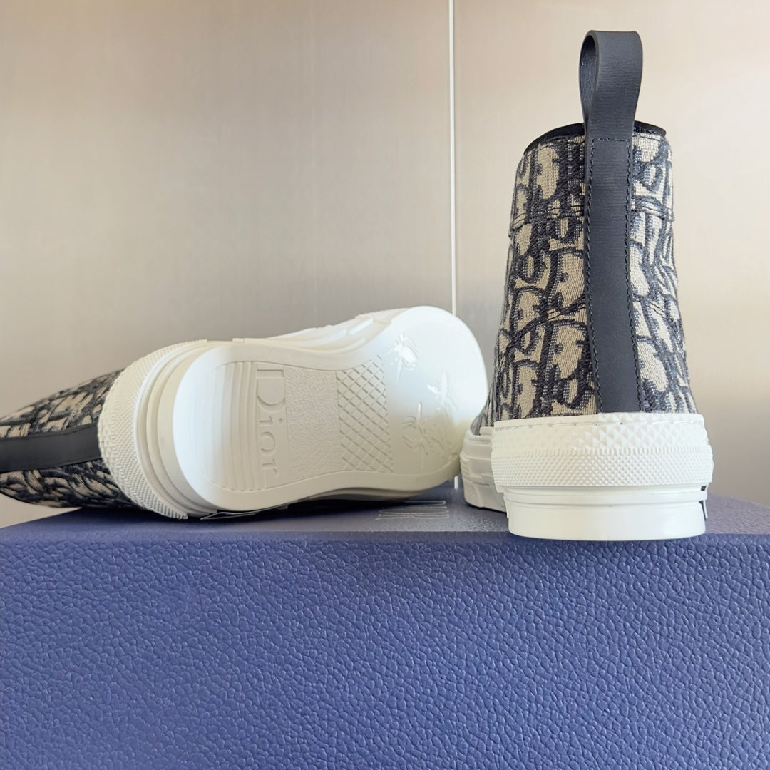 CD B23 High-Top Sneaker 35mm Black White Oblique Jacquard Fabric
