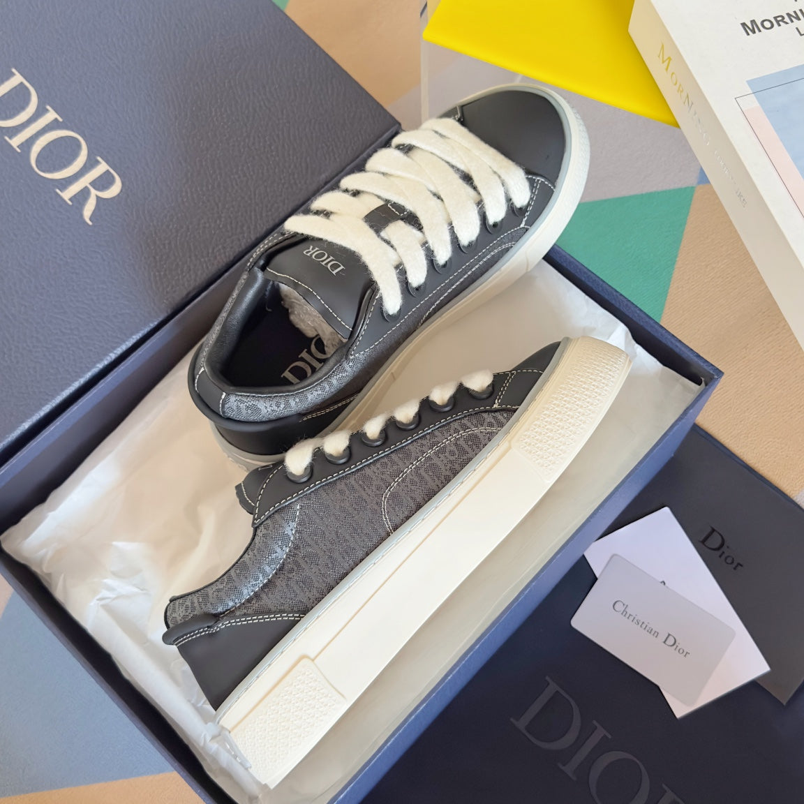 CD B33 Sneaker 40mm Black Grey Monogram Suede