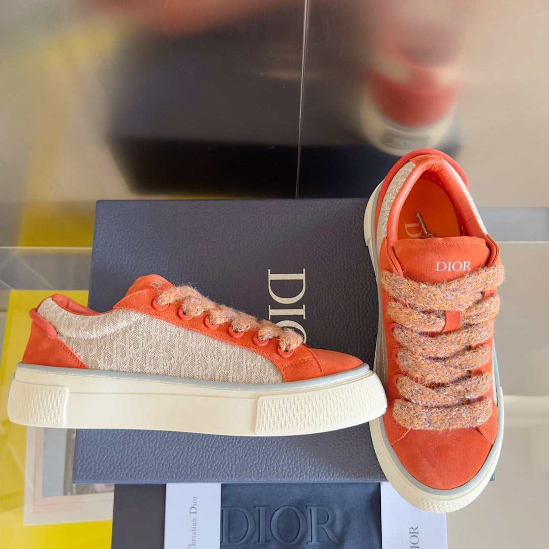 CD B33 Sneaker 40mm Orange Mix Light Brown Monogram Suede