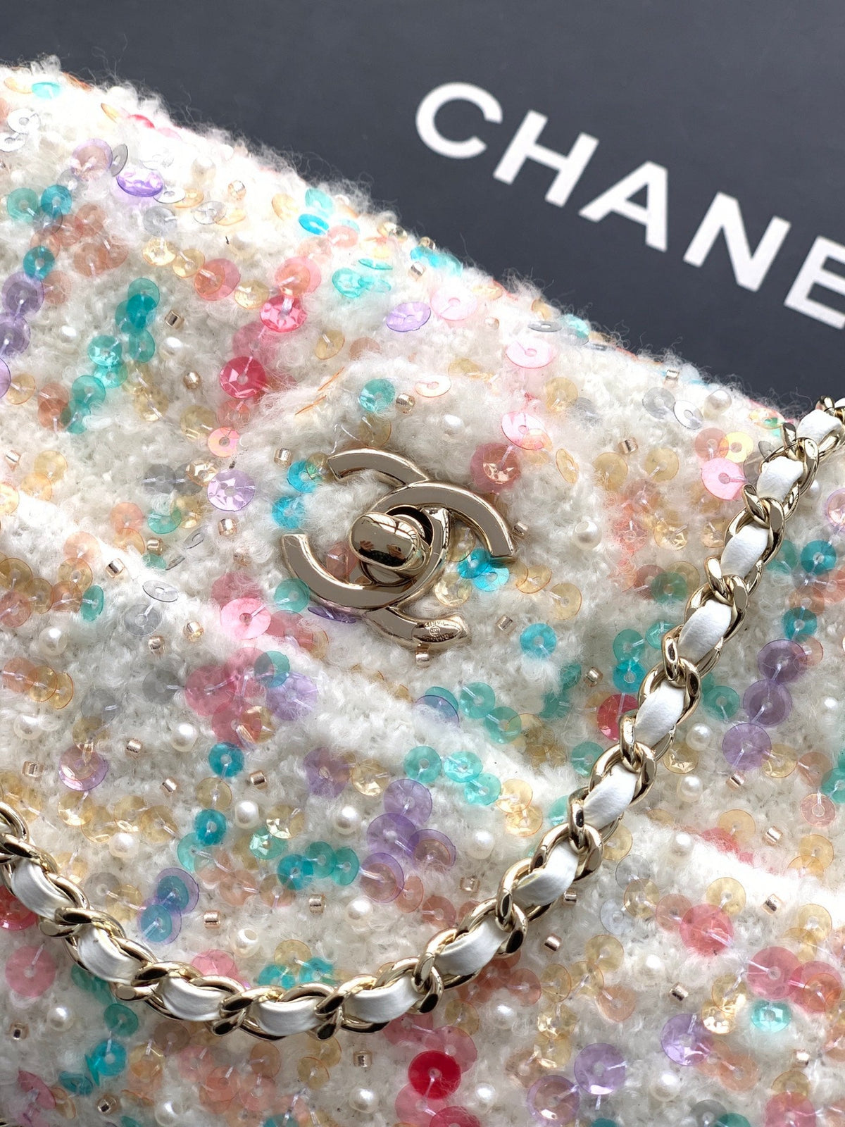 Chanel 2026 Flap Bag 20cm Multicolor Sequin Leather
