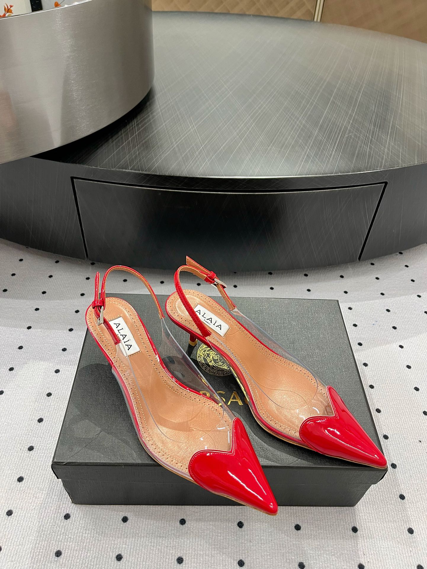 Alaila Le CÅ“ur Slingbacks 60mm In Red Glossy Lambskin 954825