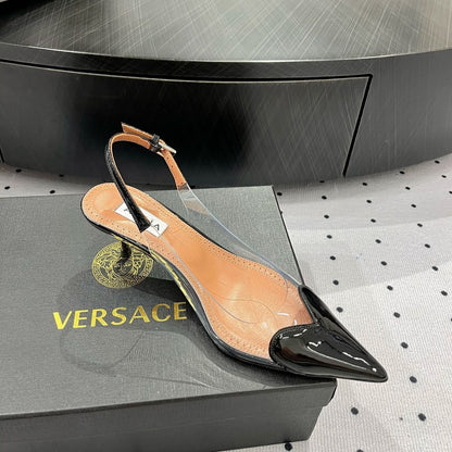 Alaila Le CÅ“ur Slingbacks 60mm In Black Glossy Lambskin 954833