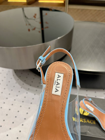 Alaila Le CÅ“ur Slingbacks 60mm In Could Blue Glossy Lambskin  954835