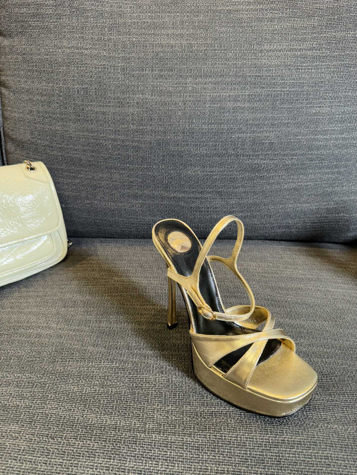 DEBBIE PLATFORM SANDALS IN GOLD METALLIC SMOOTH LAMBSKIN