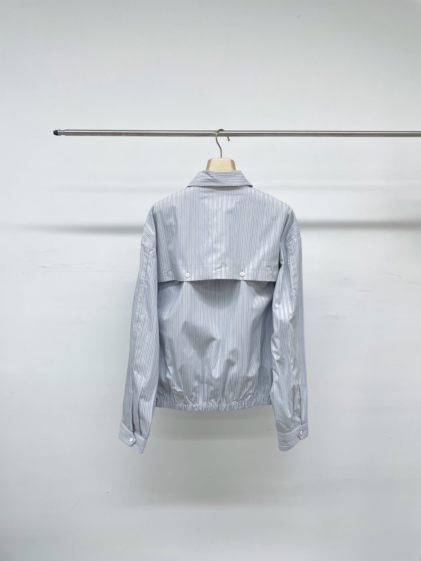 Miumiu 2026 Striped Blouson Jacket Blue-grey Cotton
