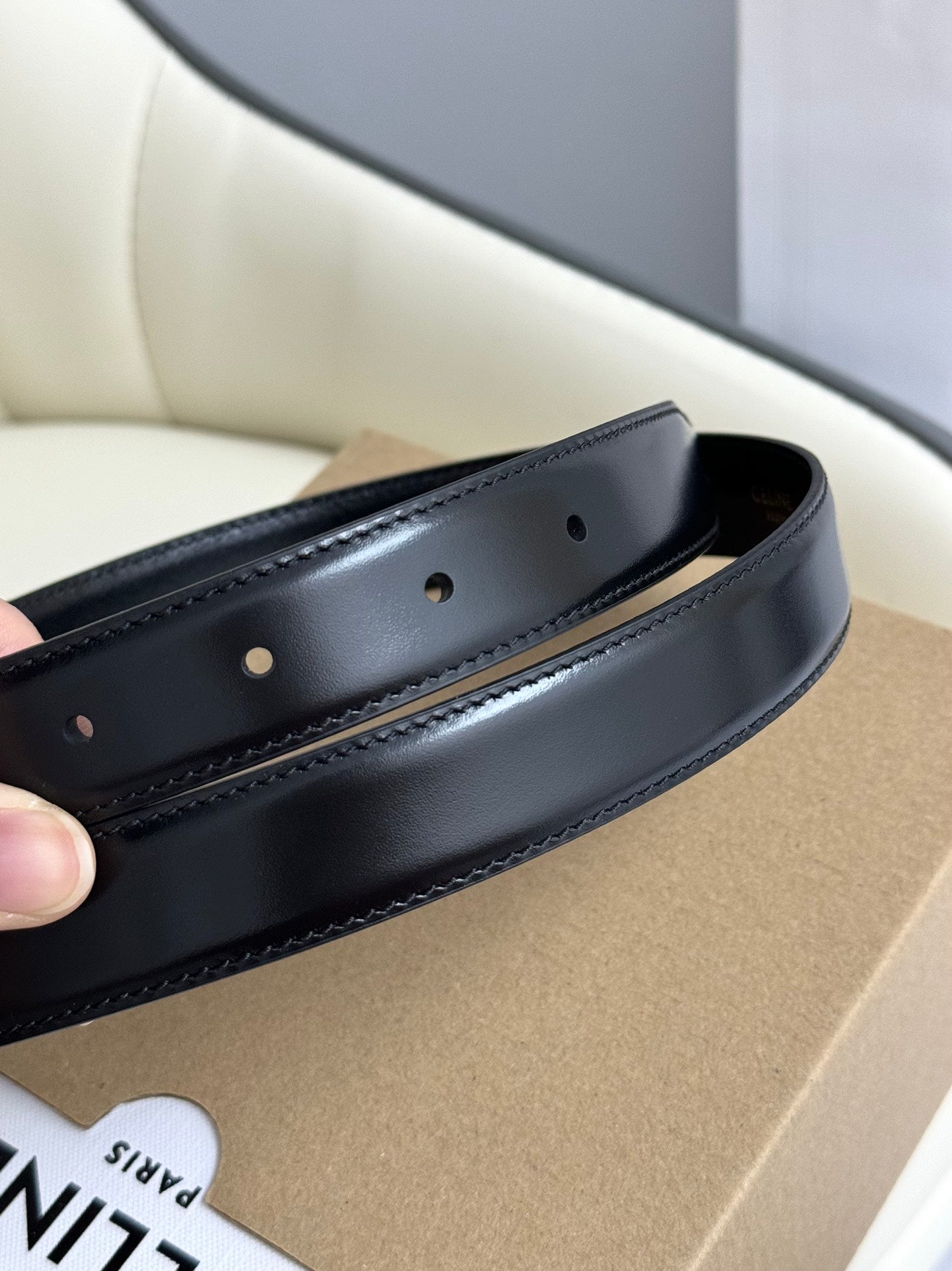 MEDIUM TRIOMPHE BELT 25MM LEATHER GOLD HARDWARE