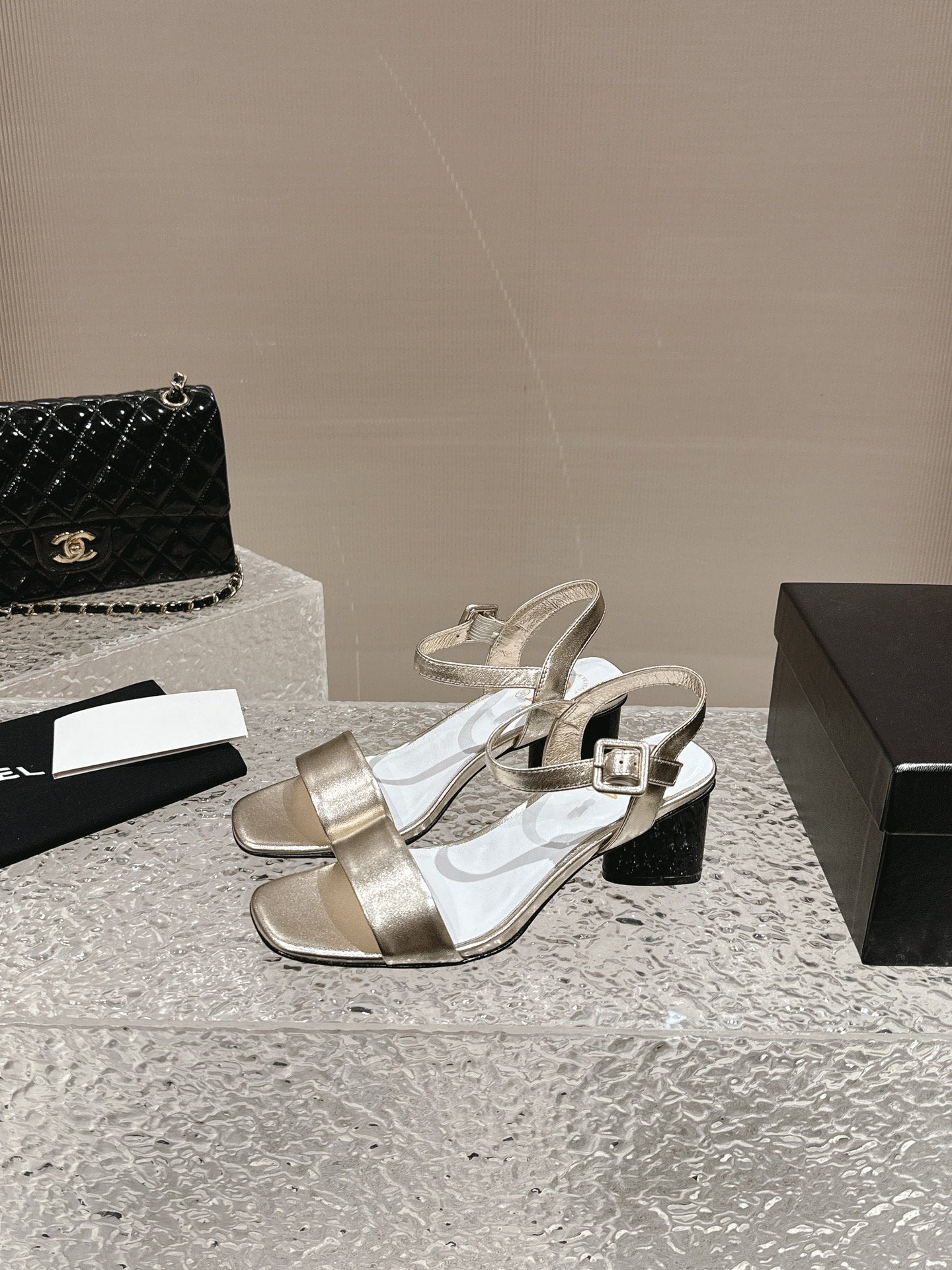 slingbacks sandal 60 white gold metalic lambskin
