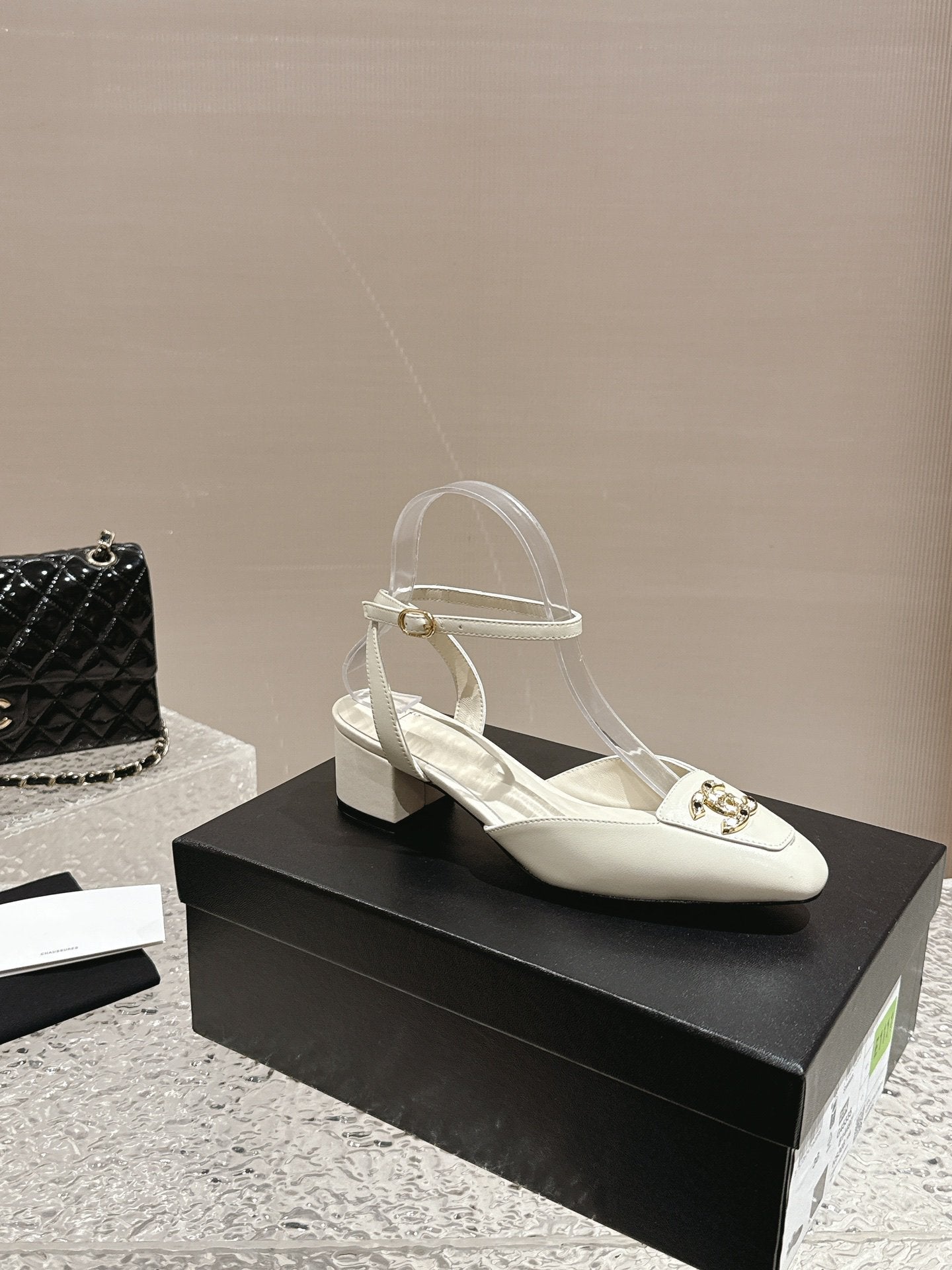 slingbacks 60 white lambskin cc logo