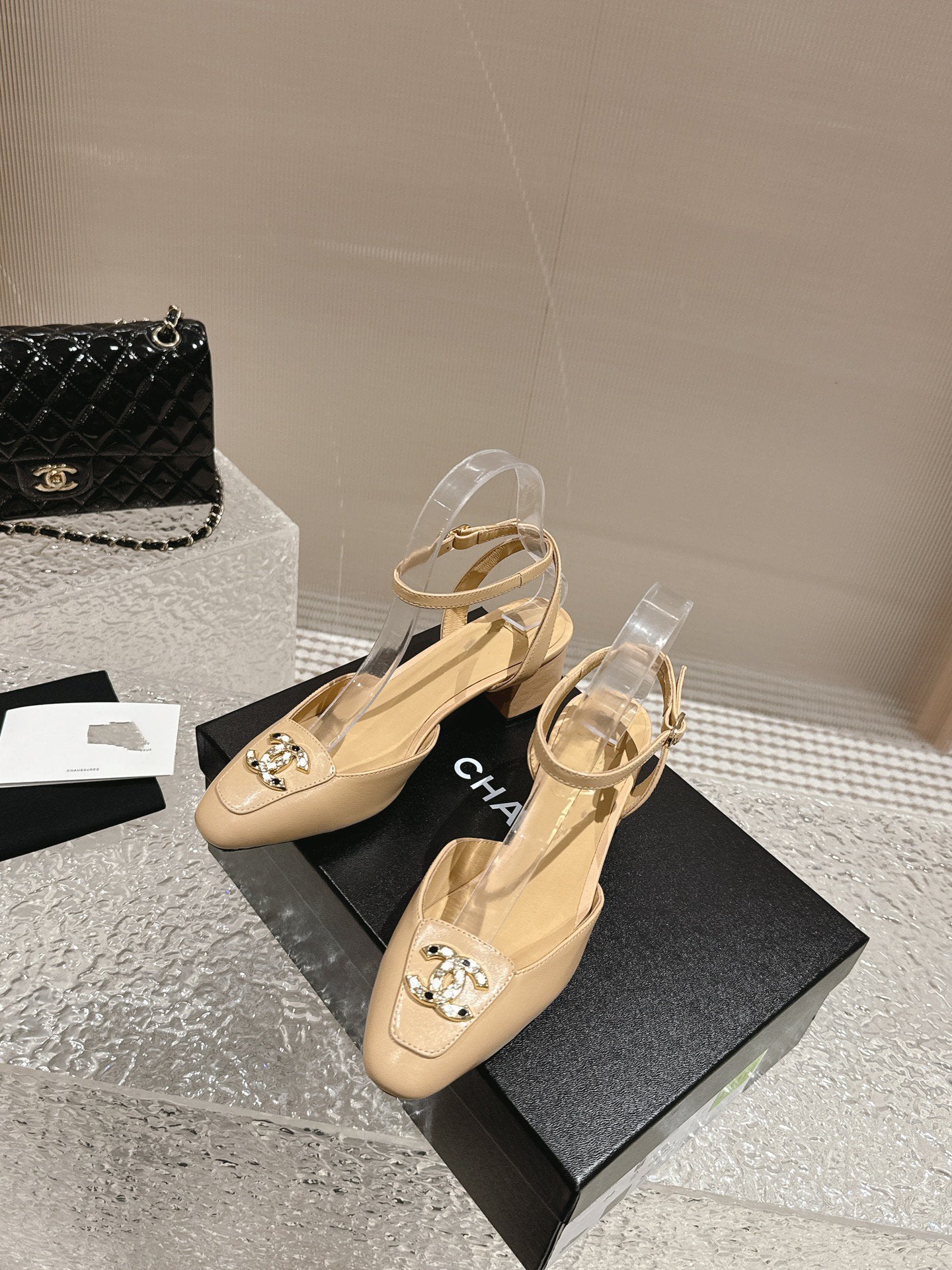 slingbacks 60 beige lambskin cc logo