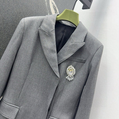 Gucci Suit Jacket Gray Polyester Fiber