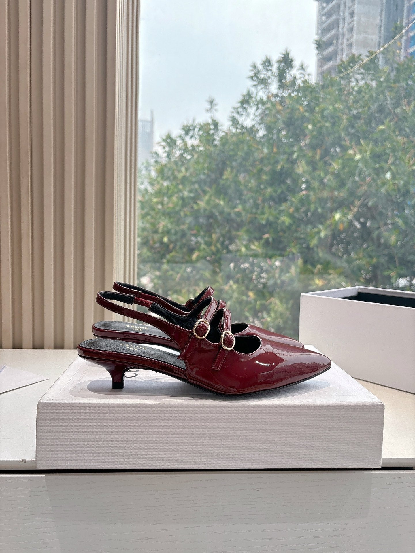 CELINE  Slingback Red Patent Leather 285947
