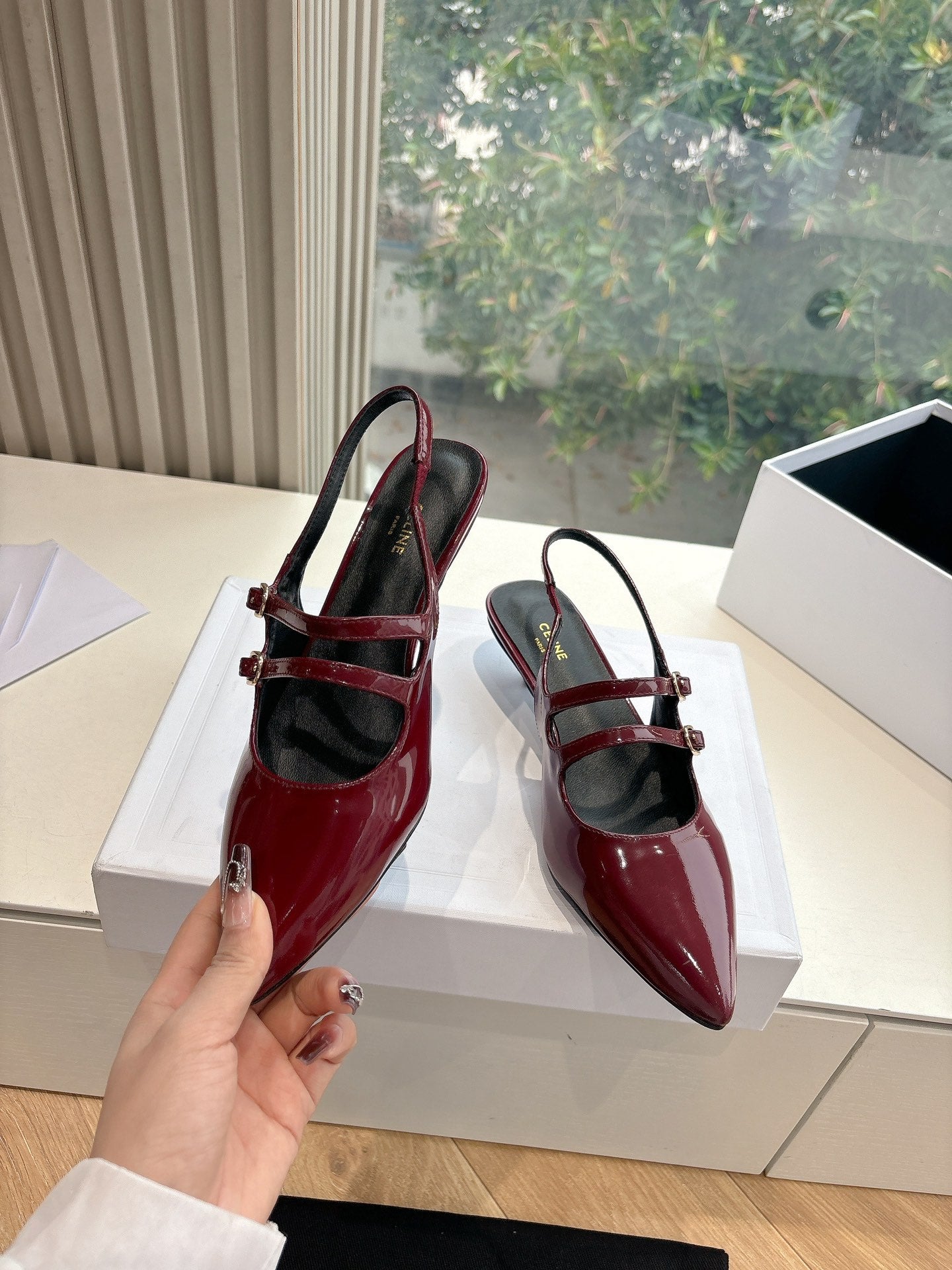 CELINE  Slingback Red Patent Leather 285947