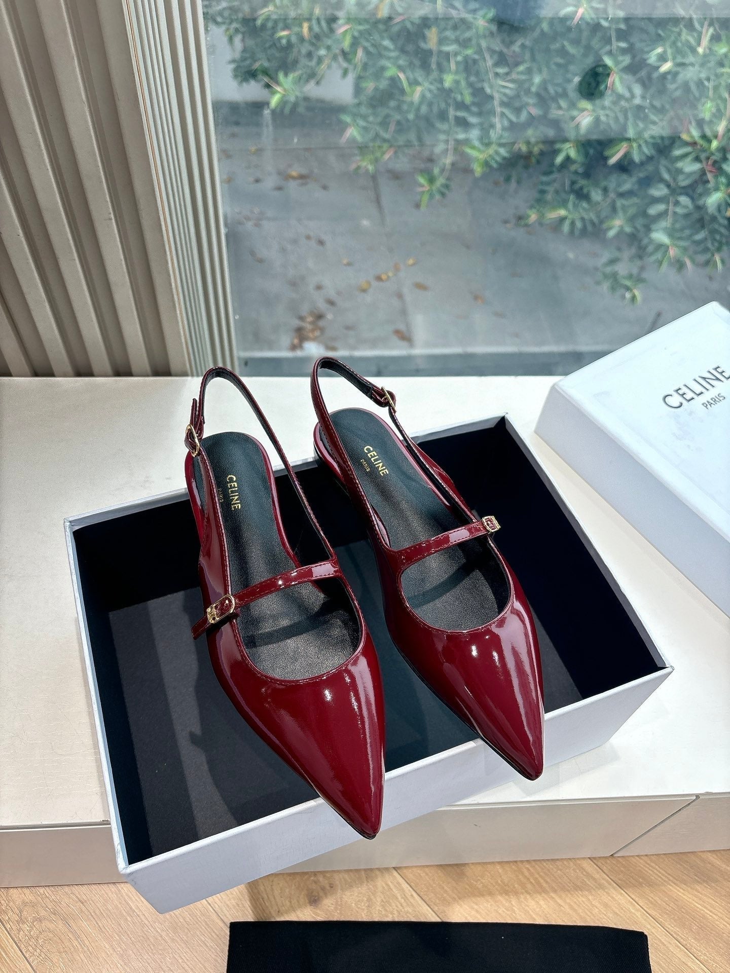 CELINE  Slingback Red Patent Leather 285950
