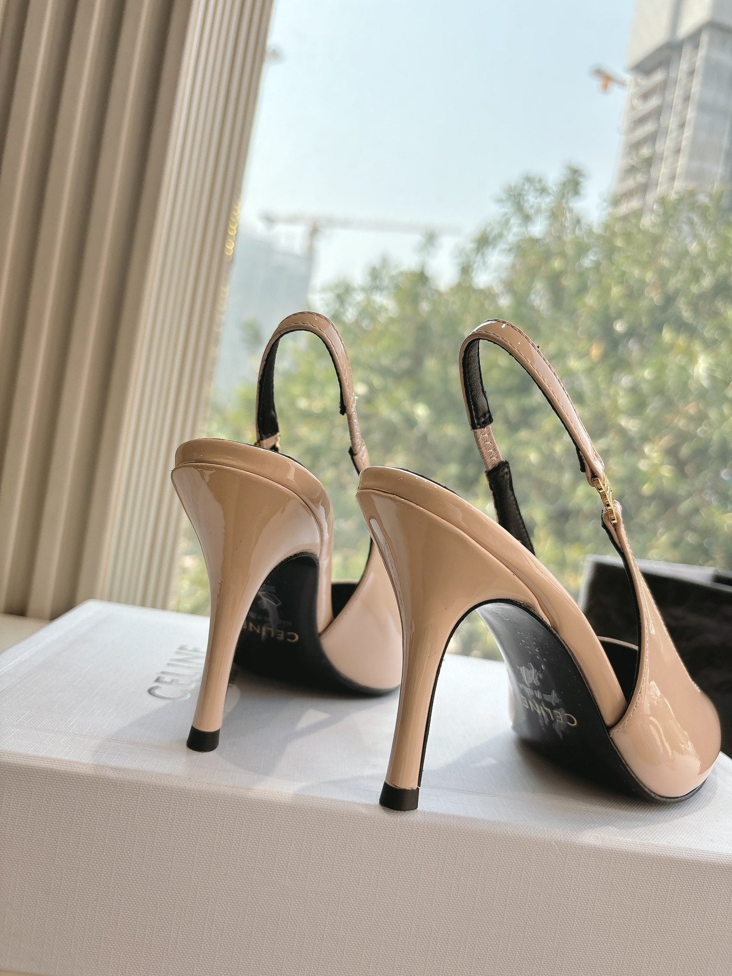 CELINE Slingbacks Pink Patent Leather 285941