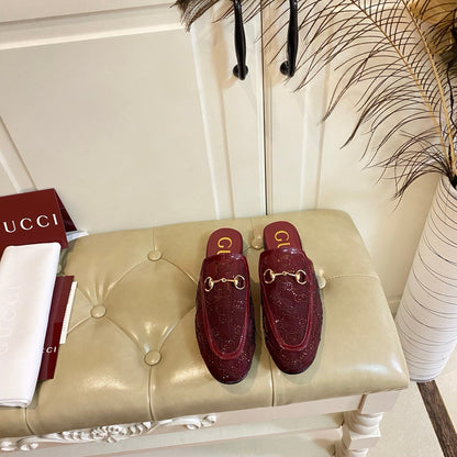 GG PrinceTown Mule Dark Red Mesh With Crystal
