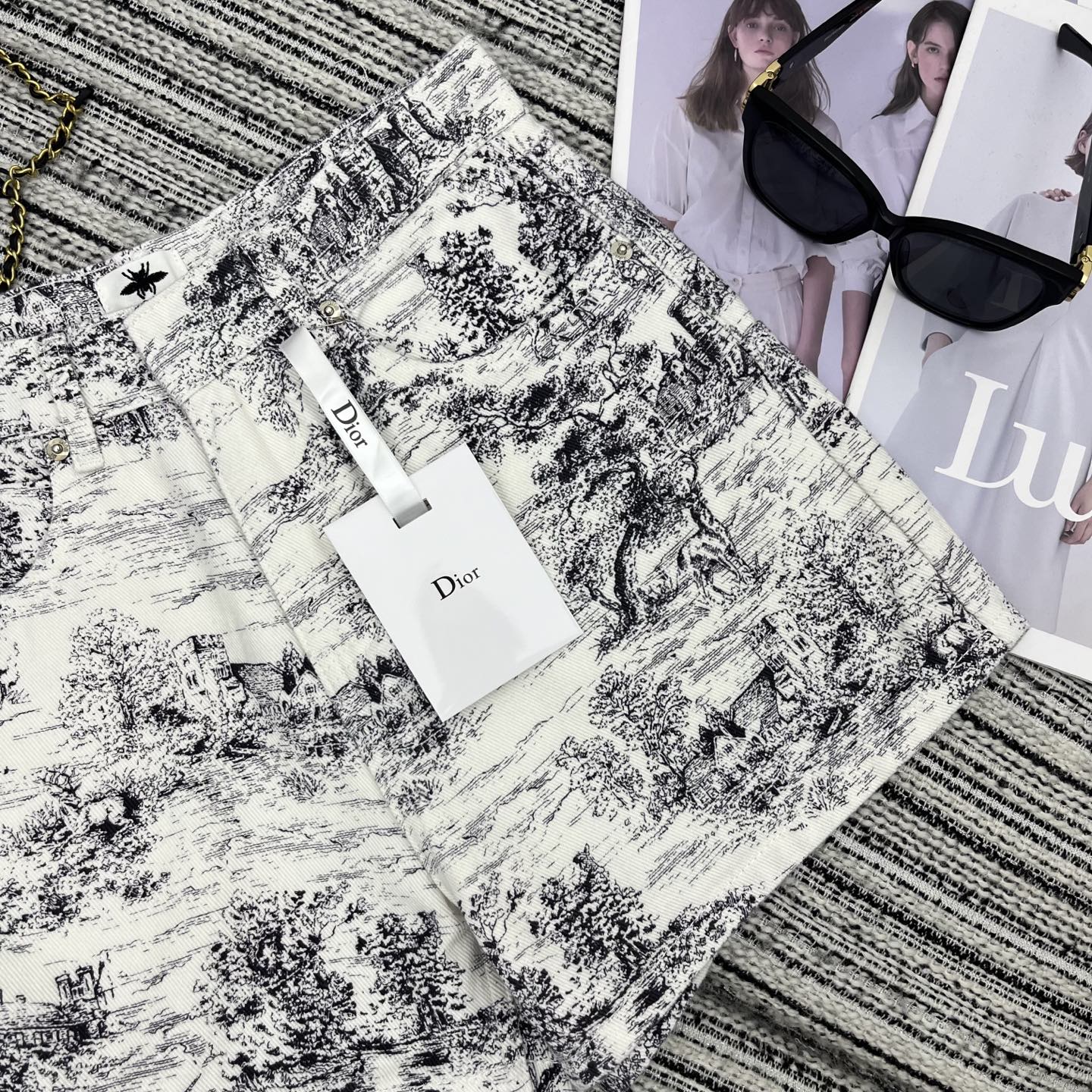 Dior 25C Short  Toile de Jouy Scotland Pattern  228386