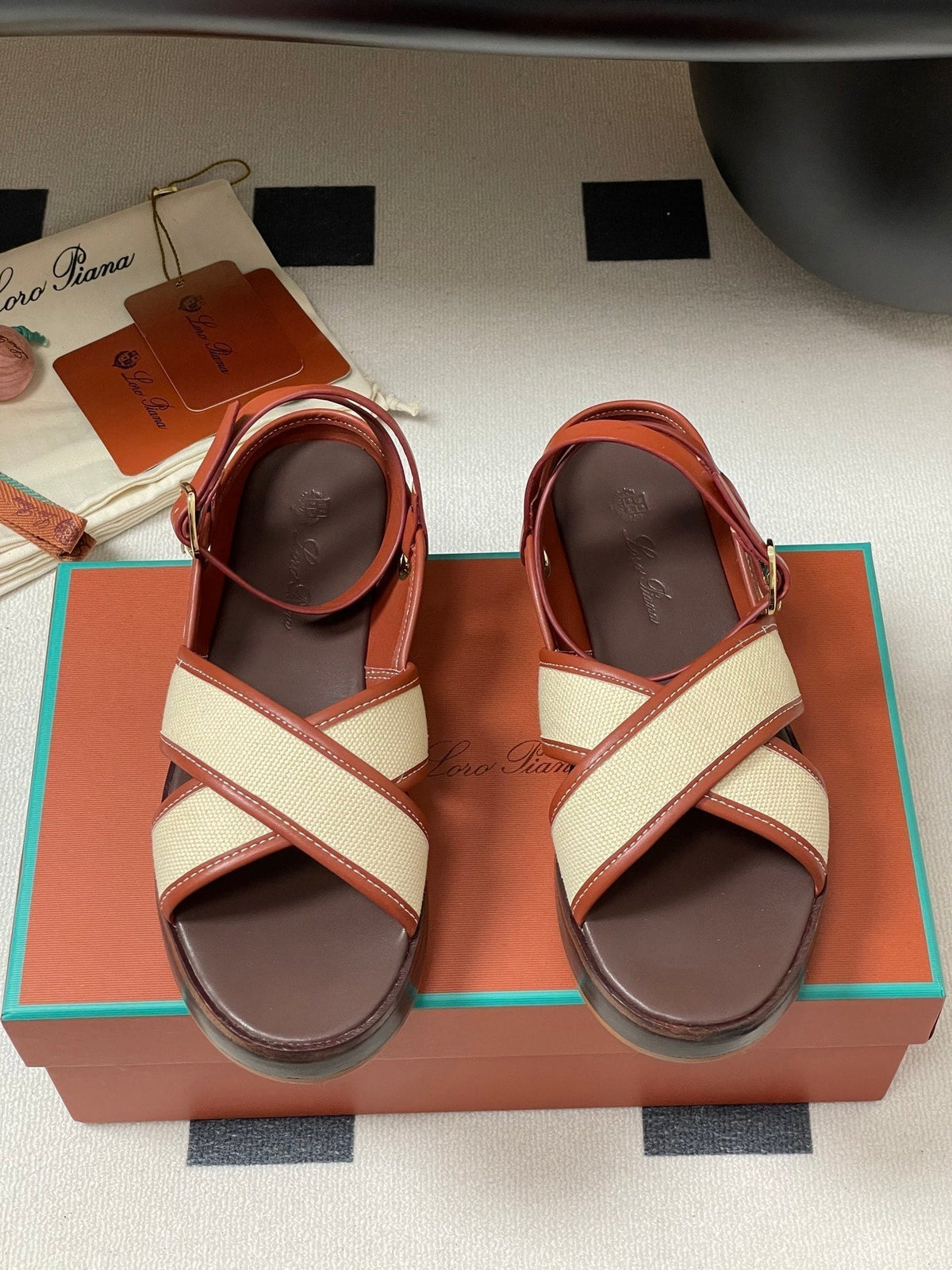 LP  Sandal Beige Orange Brown Cowhide 312167