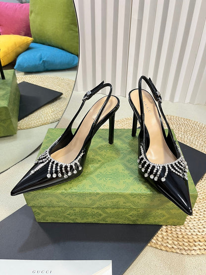 GC Embellished Slingback Black Patent Leather 294625