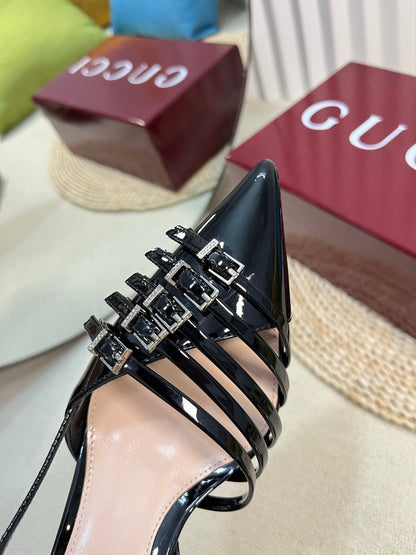 GC Regent Buckles Slingback Black Leather 294605